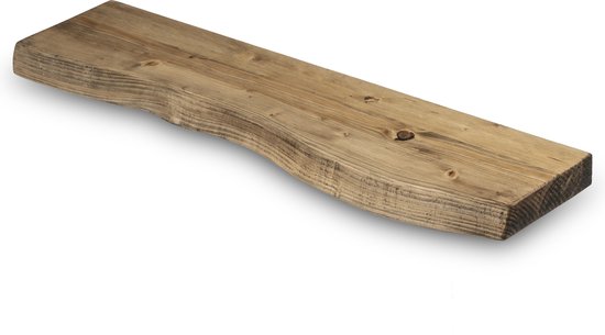 Wandplank Zwevend 80x20 cm - Incl. Bevestigingsmateriaal – Licht Bruin - Boomstam Plank – Boekenplank